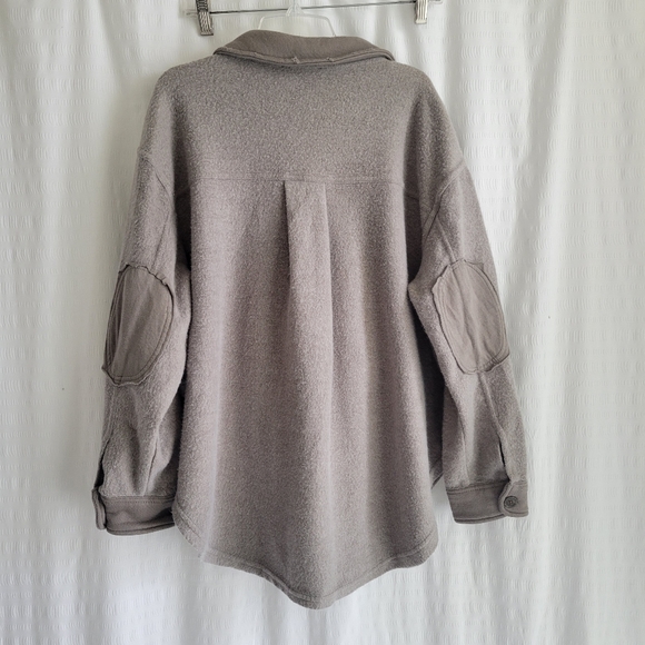 BLACK TAPE Womens Gray Green Cuffed Sleeve Collared Distressed Shacket Med - Picture 9 of 9